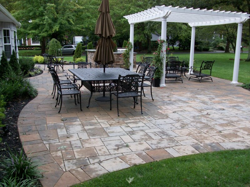 techo bloc blu60 backyard patio with pavilion